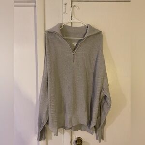 Aerie Zip Up Collared Sweater